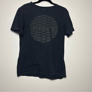 Hurley Black Short-Sleeve Logo Tee with Tonal Circular Graphic